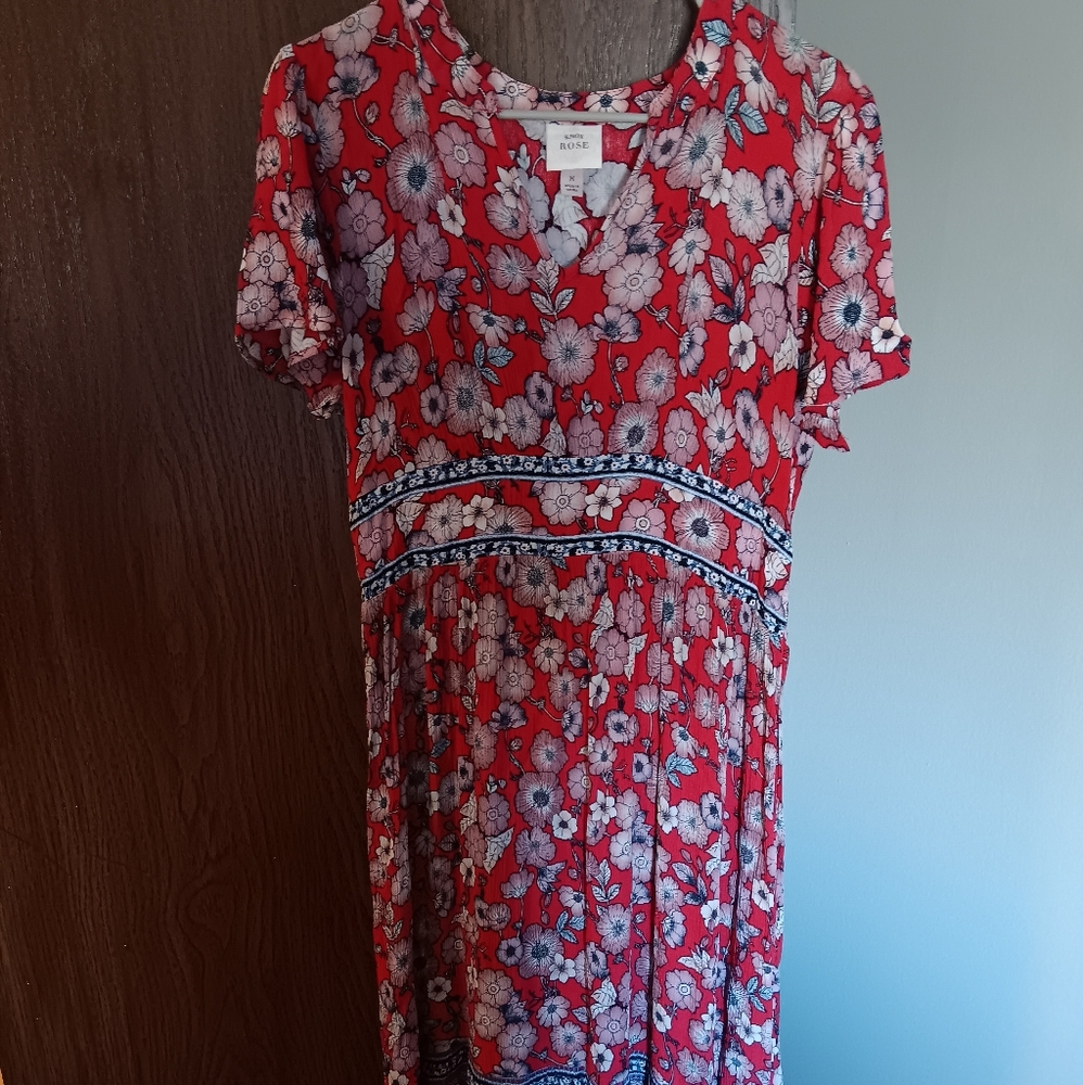 Knox Rose Red Floral Dress Size Medium